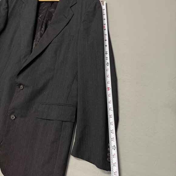 Vintage Polo Ralph Lauren Union Made Black Green Striped 90s Suit Blazer 44 READ - Picture 8 of 8
